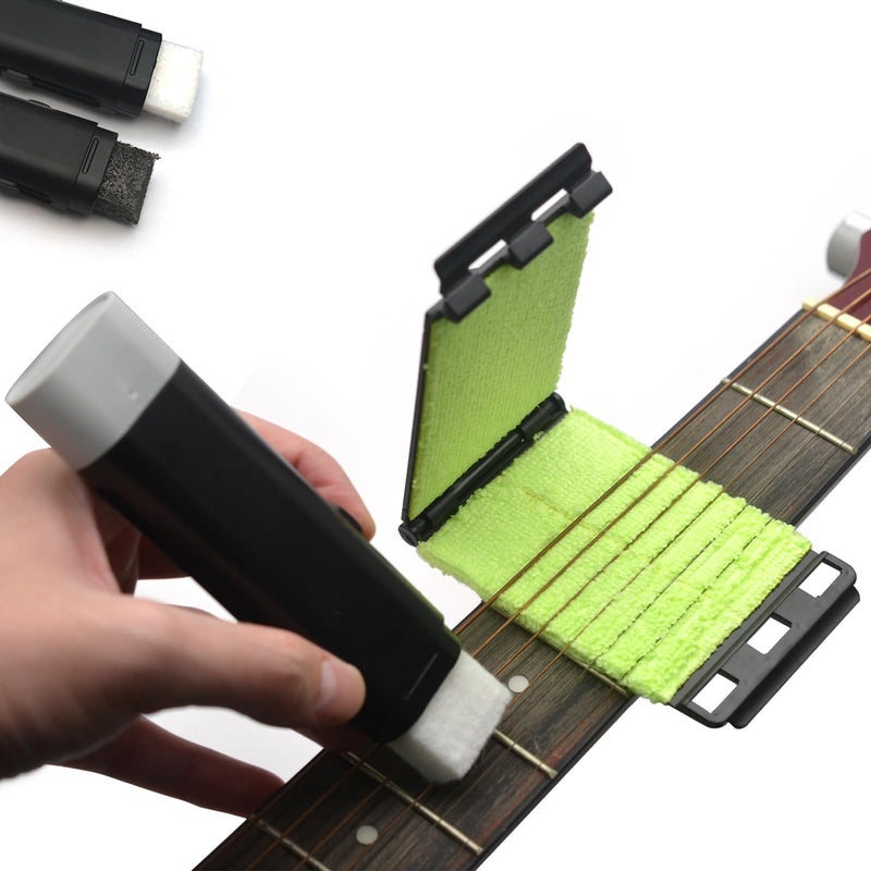 [AUSTRALIA] - MAXCHEER 2pcs Guitar Cleaner Kit Dual Head Guitar Strings Cleaner Eraser - Rust Remover with Lubricant in Brush String and Clean Fretboard Cloth Tool Scrubber for Violin/Bass/Ukulele/Electric Guitars String Cleaner+Oil 
