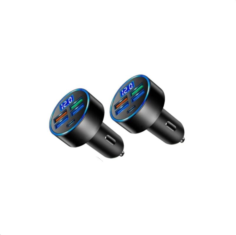 5-in-1 Car Charger, Fast Charging Car Adapter, USB Cigarette Lighter Car Accessory, Car Charger Compatible with Iphone14/14pro/13/12/Ipad/Tablet/Samsung and More. (Black)