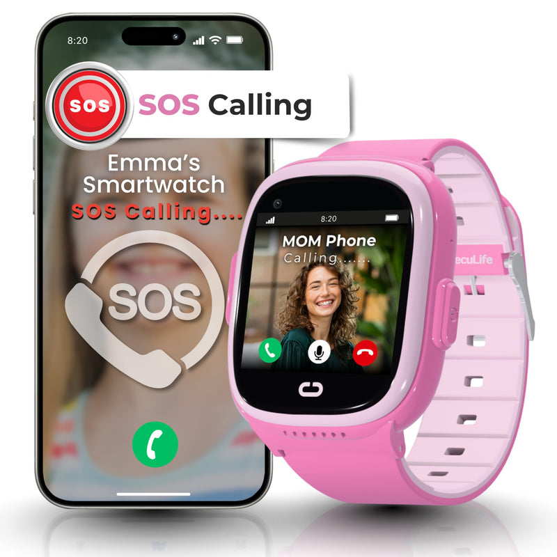 Smart Watch for Kids with GPS Tracker, Audio & Video Calling, SOS Alerts, HD Camera, Fitness Tracker, Parental Controls, Kids Smart Watch for Boys & Girls, Subscription Required (Pink) Pink