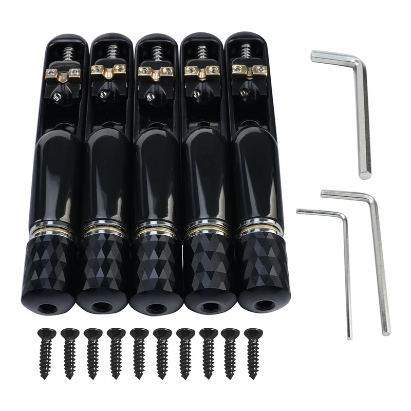 Pack of 5 Individual Single Tubular Fixed Bridge 5 String Electric Bass Bridge for Headless 5-string Bass Replacement Parts（Conductive Black） 5 Piece