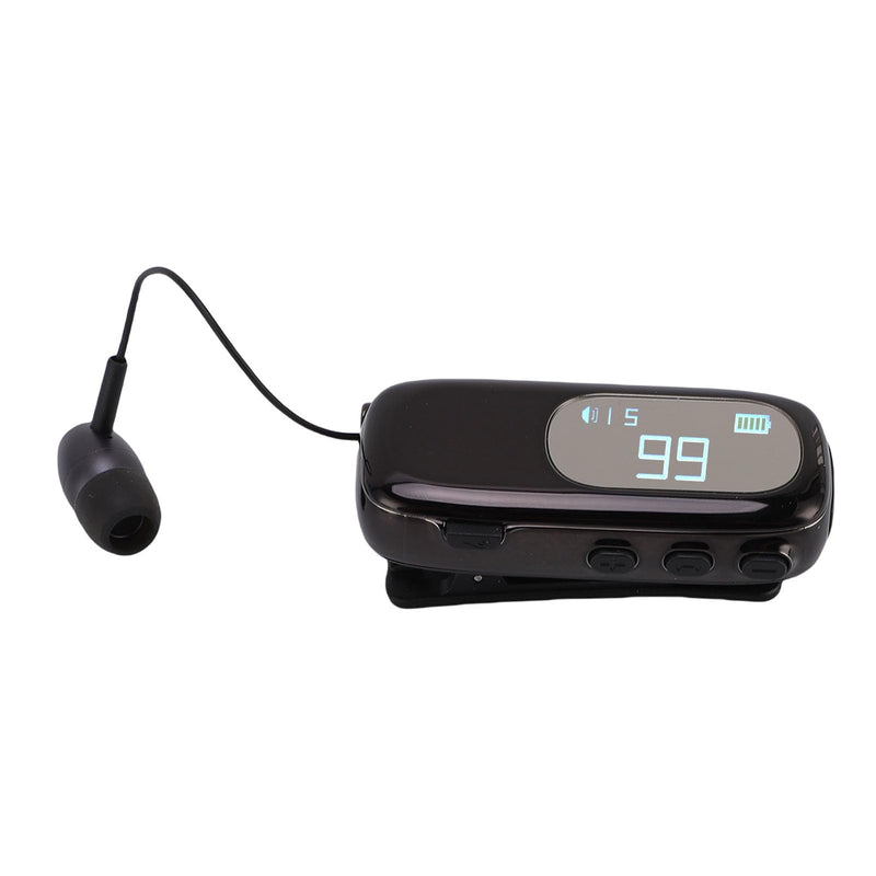LICAEVEY Retractable Bluetooth Headphones with Clip, Bluetooth Earbuds with LCD Digital Display, Comfortable Headset 20h Talking Time Sports Business Trucker Driver Earbud (Electroplated Electroplated Bright Black