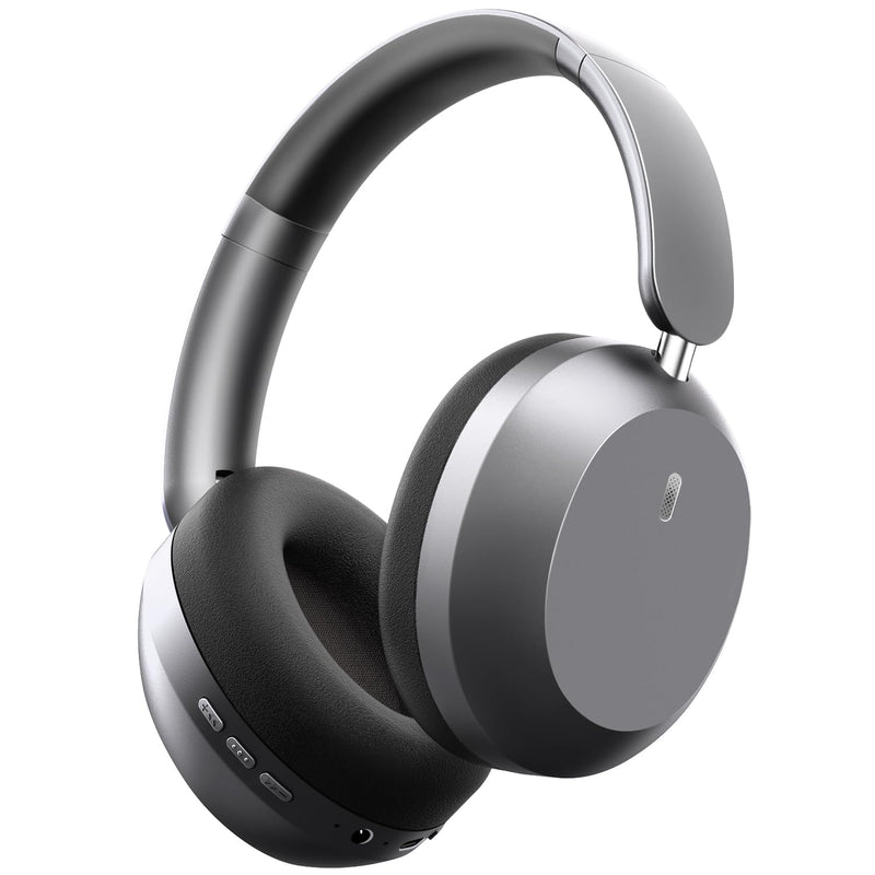 Y05 Bluetooth Headphones Wireless Over Ear with Microphone 48 Hours Playtime, High Sound Quality Foldable Soft Earpads Earphones for Travel - Space Grey
