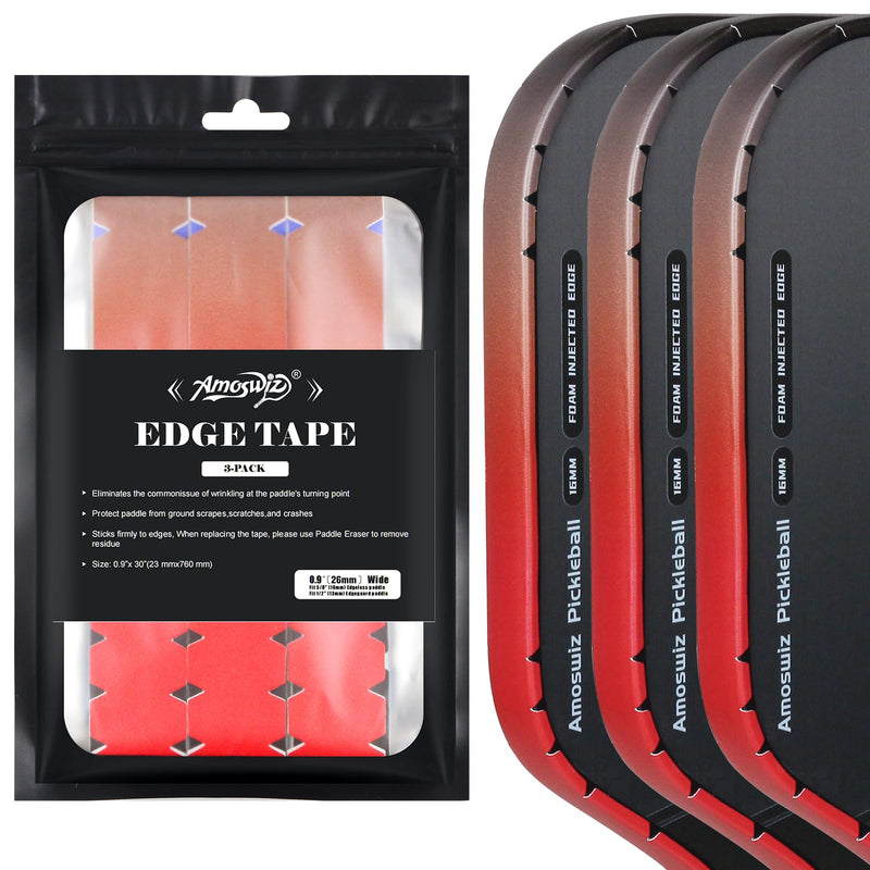 [AUSTRALIA] - Pickleball Edge Guard Tape, Pickleball Protection Tapes 3 Pcs, Gradiant Color Edge Tape, 23MM & 26MM Width, No Wrinkling Edge Guard for 13MM & 16MM & 20MM Thicknesse Paddles Red to Black to Blue Gradiant 