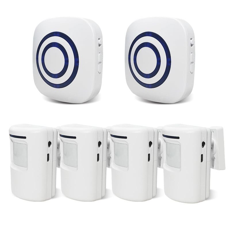 [AUSTRALIA] - Long Range Wireless Driveway Alarm- Security Driveway Alert, Motion Detector Driveway Motion Sensor Alarm to Monitor and Protect Home Property (2 Plug-in RECEIVERS and 4 Motion SENSORS) 