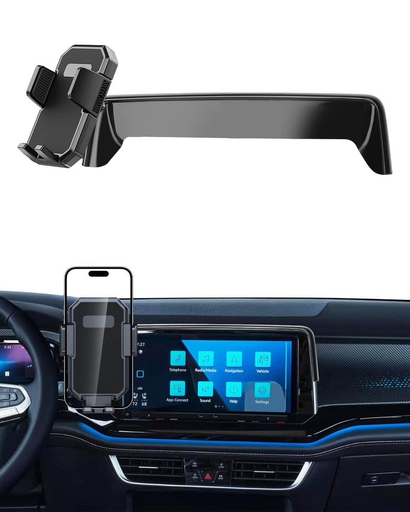 PZK Car Phone Mount for 2024-2026 VW/Volkswagen Atlas/Altas Cross Sport | SE/SEL/Premium R-Line /R-Line Accessories 12-inch Screen Auto Lock Phone Holder 360° Rotation Not Affect Vent Phone Stand Without Extension Rod