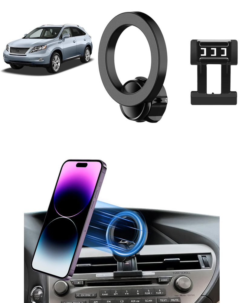 PZK Magsafe Phone Mount for L-EXUS RX 350/ RX 450h 2010-2015 Accessories | Custom Air Vent Strong Mangetic Car Phone Holder 360° Rotation Hands Free Cell Phone Automobile Cradles for All iPhones