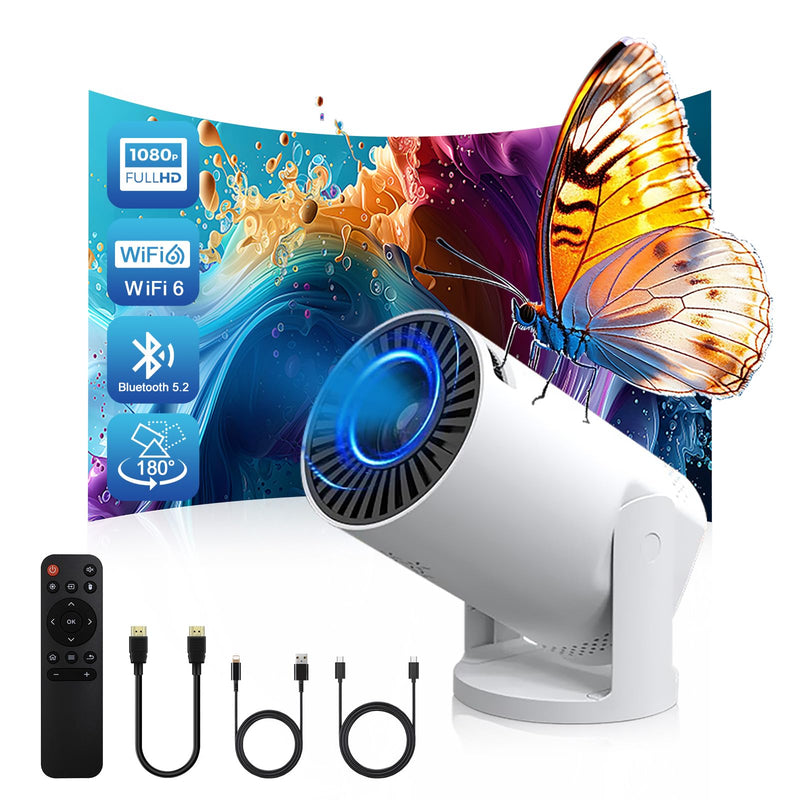 [AUSTRALIA] - Wireless Mini Projector with WIFI 6 and Bluetooth, 4K 1080P Support Portable Projector 180° Rotatable. 17"-130" Screen Video Projector. Compatible for Smartphone, Laptop, PC(Q5 mate) Q5 mate 