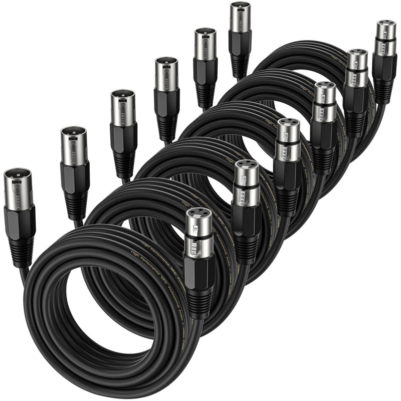 [AUSTRALIA] - EBXYA XLR Cable 2ft 6 Packs - Balanced Microphone Cable with 3-Pin XLR Male to Female Mic Speaker Cable, Black 2 Feet 6 Pack 