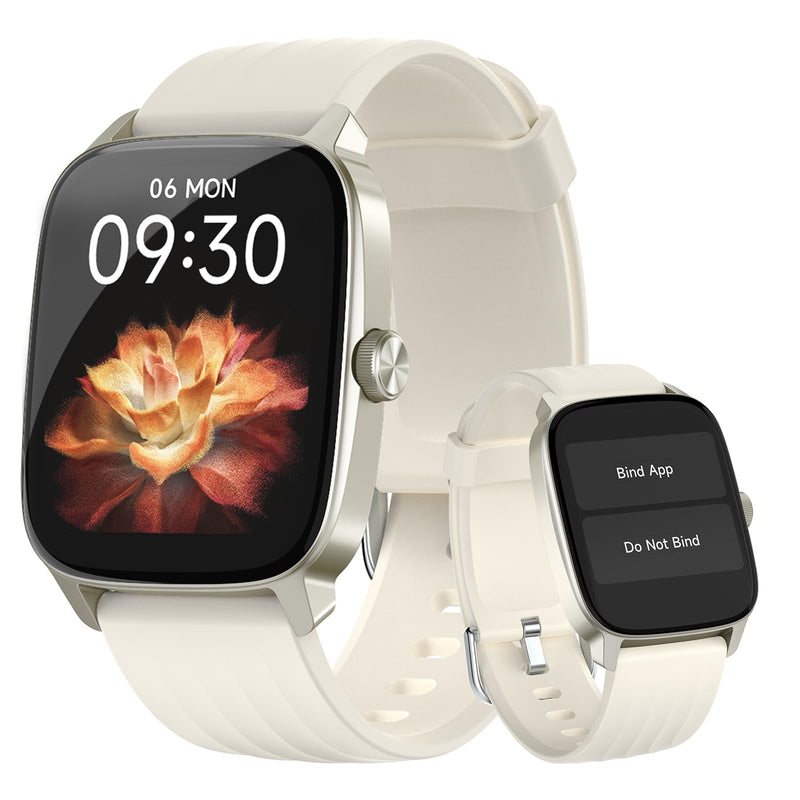 Smart Watch Senior Friendly No App No Phone Required, Waterproof Pedometer | Present for Parents, Waterproof Fitness Tracker, Step Counter, Heart rate Monitor, Sleep Tracker, Alarm Clock, Stopwatch Almond