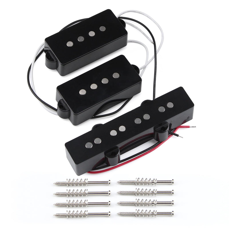 FLEOR Alnico 5 PJ Bass Pickups Neck Bridge Pickups Set for 4-String PB JB Bass Electric Bass PJ Pickups Set