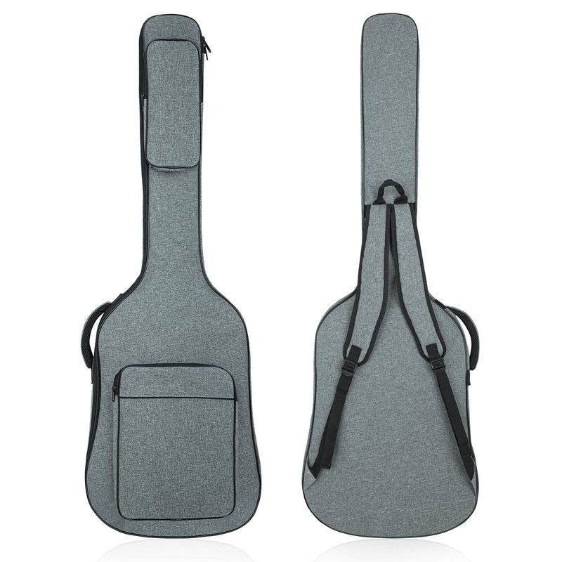 MUZNOTE Bass Guitar Case, Bass Guitar Gig Bag Backpack Electric Bass Guitar Bag Soft 0.45 inch Padding Lightweight with Pockets (Grey) Bass Guitar Bag-10mm