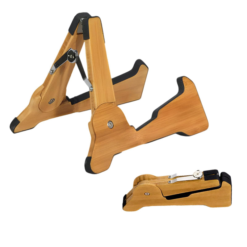 Guitar Stand Floor- Bamboo Acoustic Electric Guitar Stands A-frame Wooden, Foldable Wooden Single Bass Guitar Holder Portable Soporte Para Guitarra Rack for Mandolin Banjo Ukulee Violin (A-Frame) Frame-A