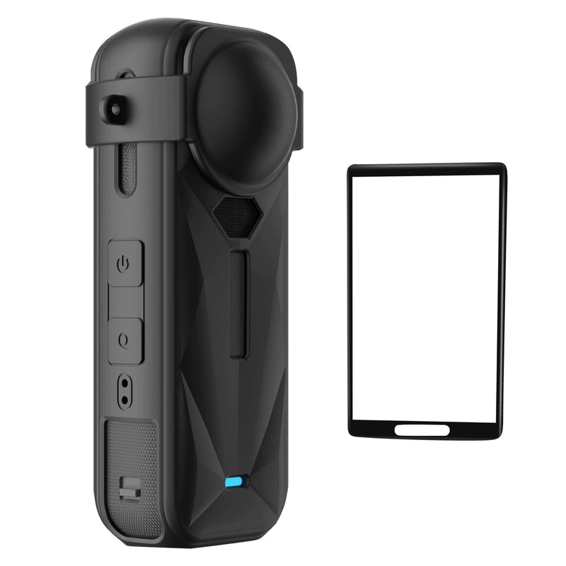 [AUSTRALIA] - Screen Protector+Lens Cap+Silicone Case for Insta 360X5,Protective Silicone Cover for Insta360X5 Combo Accessories(Black) 