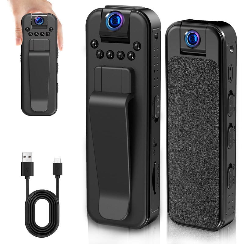 [AUSTRALIA] - Hidden Body Camera HD 1080P Mini Body Cam with Night Vision Wearable Camcorder with 180° Rotatable Lens and Sturdy Clips Small Video Recorder for Security, Indoor, Outdoor 