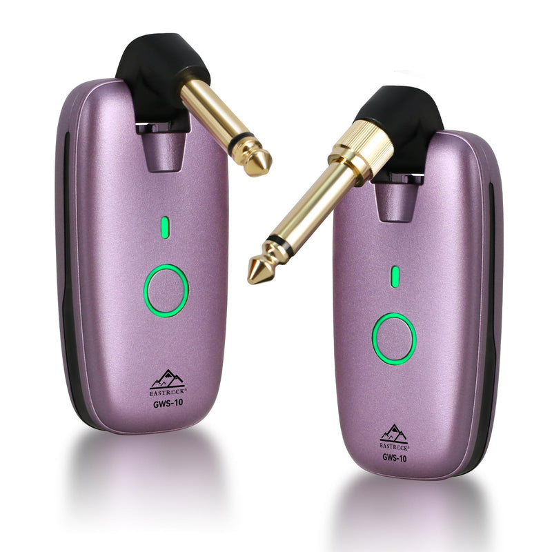 EASTROCK Wireless Guitar System – Purple, UHF 7-Channel Rechargeable Transmitter & Receiver, 6H Battery, 1/4” & 1/8” Plug for Guitar & Bass