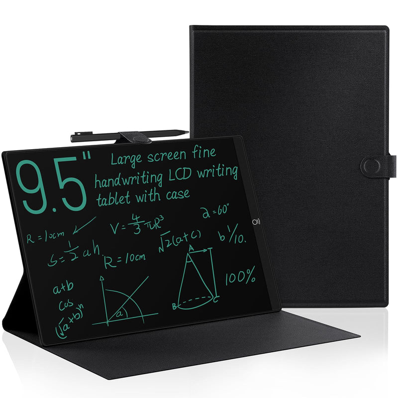 LCD Writing Tablet for Adults: 9.5 Inch Drawing Board with PU Leather Case | Reusable Drawing Board Portable Use for Office Study Teaching 9.5 inch with Leather Case