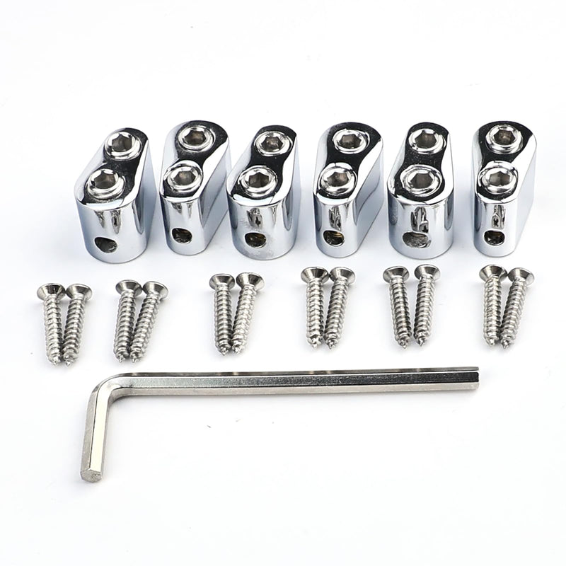 [AUSTRALIA] - Zinc Alloy Bass Bridge String Locks Individual Locking String Retainer Clamps Electric Bass Guitar String Locking Nut for 6-String Headless Electric Bass Replacement Parts Chrome 6 Piece 