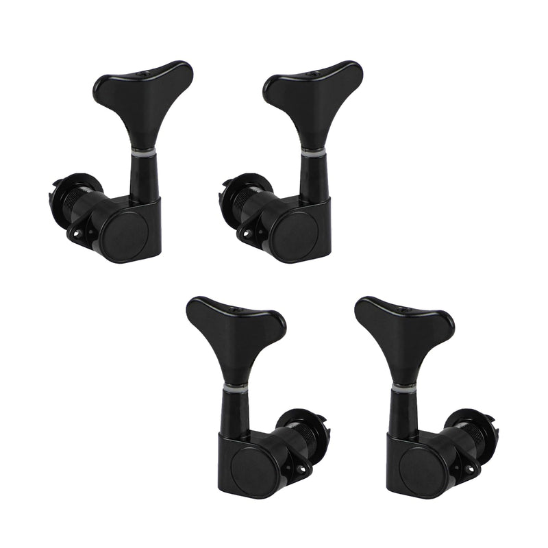 2 Left 2 Right Inline Sealed Bass Tuners Tuning Pegs Keys Machine Heads Set for Precison Bass or Jazz Bass (Black) (Left+Right)×2 Black