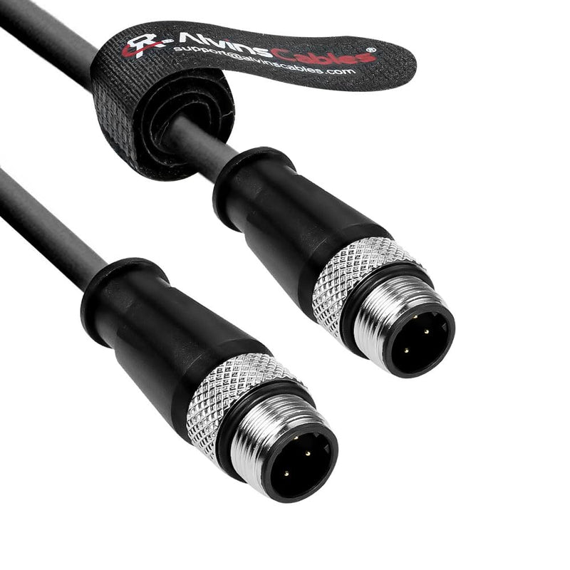 Alvin's Cables M12 D-Code 4 Pin Male to M12 D-Code 4 Pin Male Ethernet Cable for Keyence Baumer Sick Camera, High-Flex Cat6a Cable for Industrial Automation, EtherCAT/PROFINET, Robotics 26.2ft/8m 8M/26.2FT Black