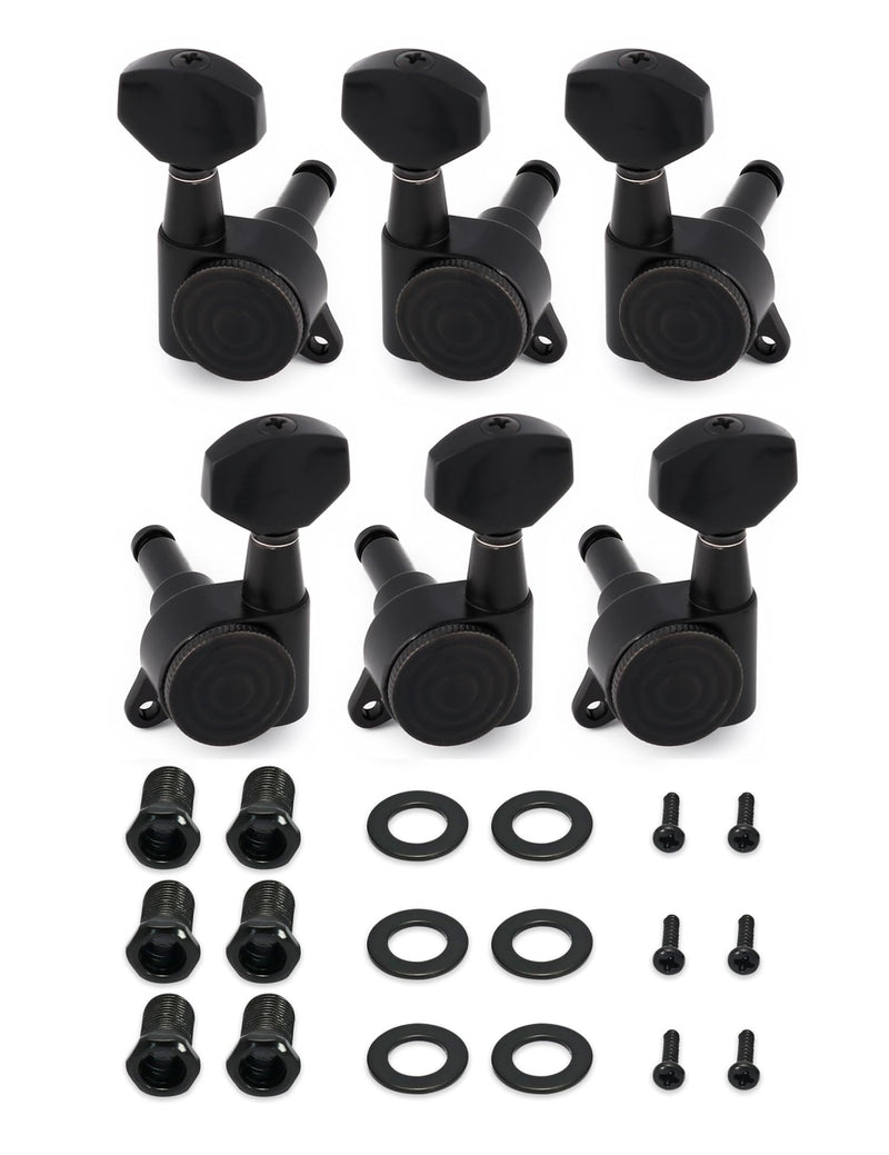 [AUSTRALIA] - Metallor Locking Guitar String Tuning Pegs 18:1 Gear Ratio Guitar Machines Heads Tuners Tuning Keys 3L 3R for ST TL LP SG Style Electric Guitar or Folk Acoustic Guitar Parts Replacement Black. 