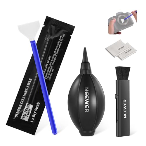 NEEWER 5 in 1 Camera Lens Cleaning Kit, 1x Lens Brush Pen + 1x Air Blower + 1x 24mm Full Frame Sensor Swab + 2X Cleaning Cloth, for Electronics, Smartphones, Tablets, HM-43