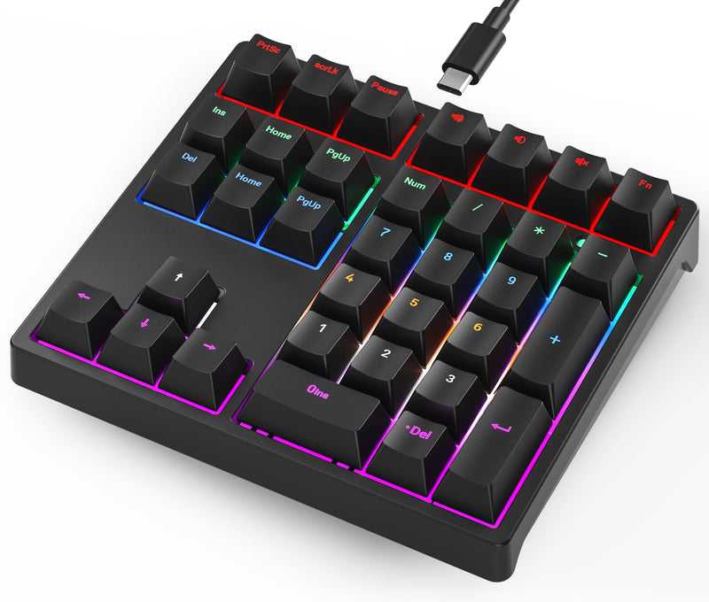 Gurjot Mechanical USB Wired Numeric Keypad, Black | Color Backlit, 21 Key Numpad, For Laptop Desktop Computer PC