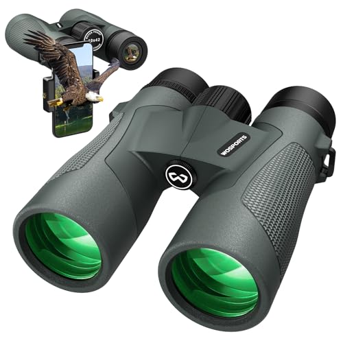 WOSPORTS 10x42 Binoculars for Adults, IP67 Waterproof Binoculars Green 10 x 42 Millimeters