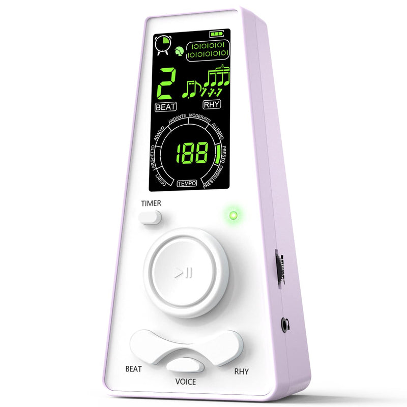 Electronic Digital Metronome for Musicians Piano Guitar Violin Instrument Vocal Counting Timer & Volume & Beat Speed Adjustable Universal Macaron Purple