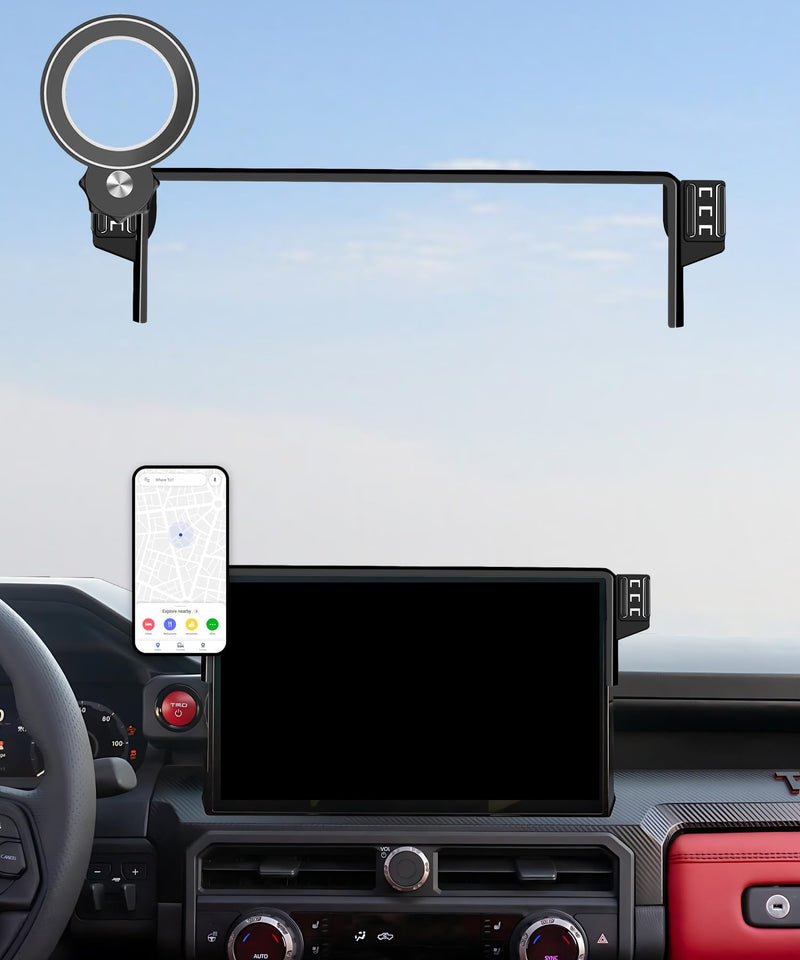 Car Phone Holder for Toyota Tacoma 2024-2026/4Runner 2025 Accessories | 14" Touch Screen Clip-On MagSafe Strong Magnetic Cell Phone Mount, 360° Rotatable Hands-Free Holder, Not Block Air Vents fit for 2024-2026 Tacoma / 2025 4Runner (14 inch)