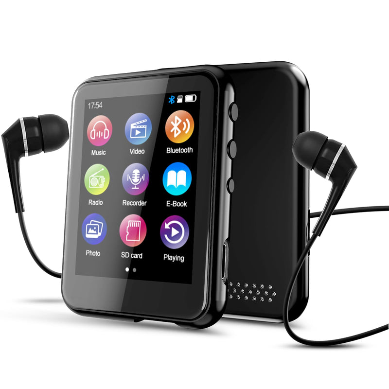 [AUSTRALIA] - MP3 Player with Bluetooth 5.3, 16GB 2.4-Inch Full Touchscreen Music Player for Kids, FM Radio, Voice Recorder, Hi-Fi Sound, E-Book, Earphones Included Black 