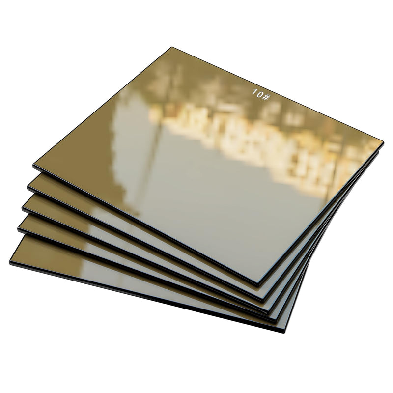 [AUSTRALIA] - TRQWH 5pcs Welding Glass Lens Shade 10 Gold Hardened Glass Lens 4.5" x 5.25" Welding Hood Darkening Filter Gold-shade 10 