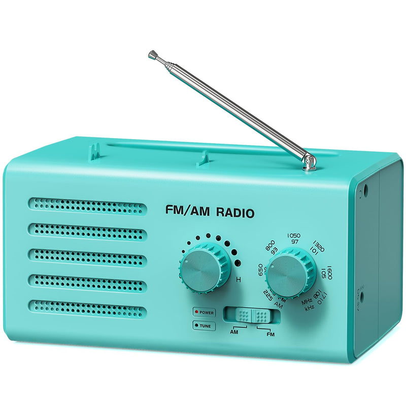 [AUSTRALIA] - AM FM Radio Portable,Goodes Transistor Radio Plug in Wall Battery Powered with Best Reception, Loud Speaker, Excellent Sound, Small Radios for Home Outdoor Office Desk Use/Decor, Gift for Elders Cyan 