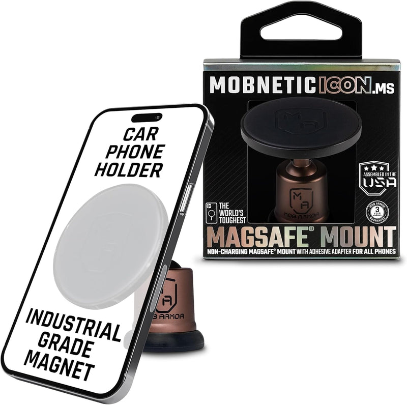 Mob Armor MobNetic Icon.MS MagSafe Car Phone Mount, Bronze | 90lb Pull Force, 90º Tilt, 360º Rotation, Aluminum Build, Compatible with iPhone & Android, MagSafe