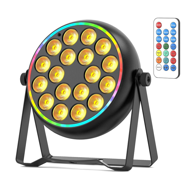 Stage Lights RGBW LED Par Lights with Halo, Mini Uplights with Jump Strobe Fade Chase Pulse Stage Effects, Sound Activated Uplighting Indoor for Events Party Wedding Church Christmas 1 Pack