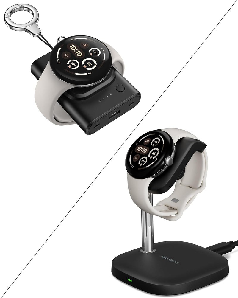 SwanScout Charger Stand for Google Pixel Watch 3/2 (Not for Pixel Watch 1), 1800mAh Portable Charger for Google Pixel Watch 3/2