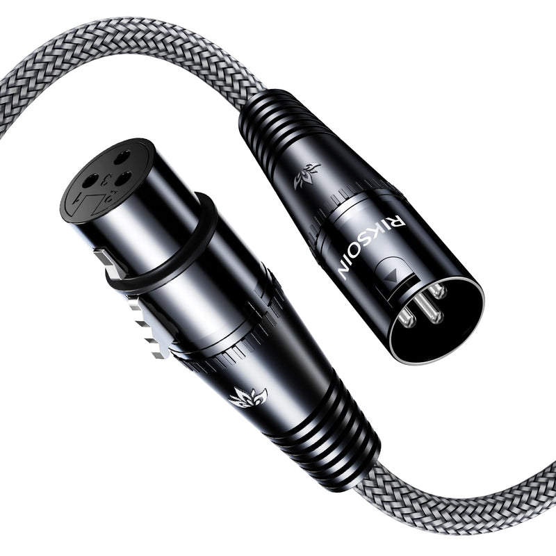 [AUSTRALIA] - XLR Cables 16.4FT/5M, Premium Nylon Braided & Gold-Plated Rean Connectors, Male to Female Balanced Microphone Cable -Gray 
