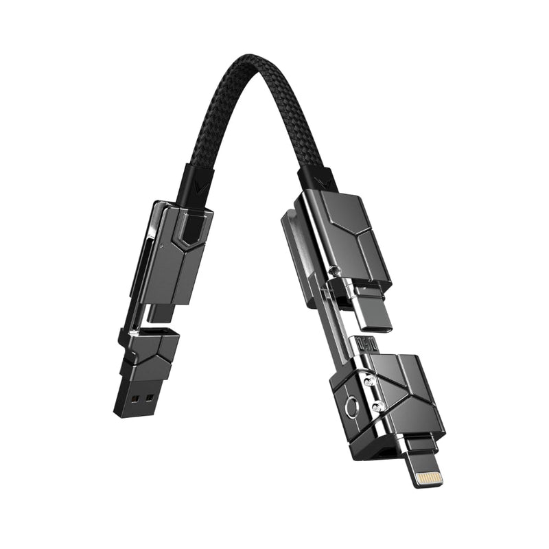 Futurizta Tech® Zeus-X Go Ultra 6 in 1 Keychain Universal Cable 240W 10Gbps USB3.1 USB-C, Lightning, Micro-USB, USB-A (Apex Silver, 0.5m/1.64ft) Apex Silver