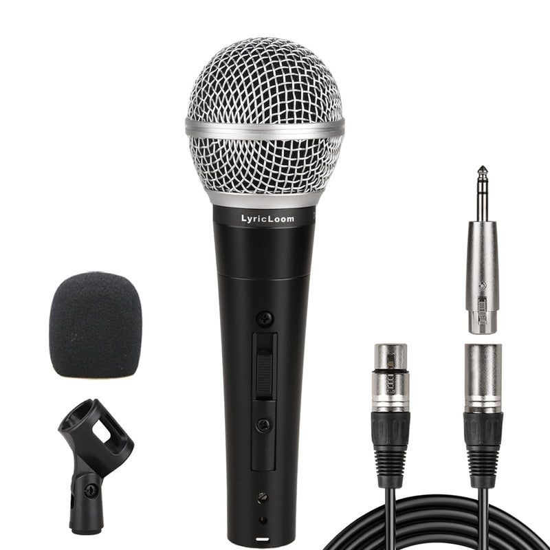 [AUSTRALIA] - LyricLoom Professional Wired Microphone XLR Set, Metal Vocal Dynamic Microphone with 16.4 XLR Male to Female Cable, Mic with Switch Set. DM58 Corded Mic for Karaoke, Speaker, Singing 
