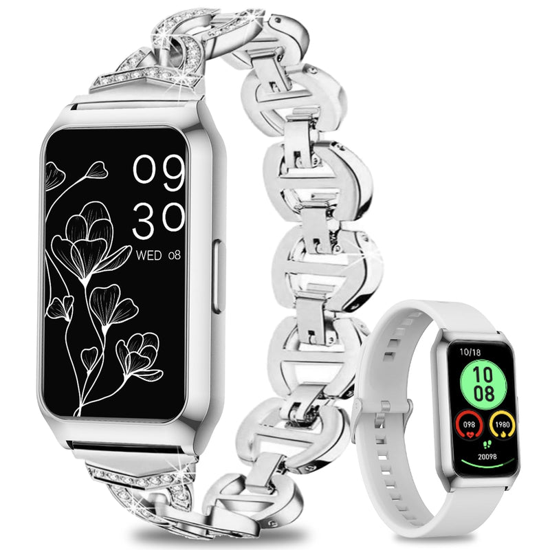 Smart Watch,Fitness Tracker Watch 7 Day+ Battery with Heart Rate/Step Counter/Calories/spO2/Sleep Monitor,IP68 Fitness Smart Watches for Women Android&iOS Silver