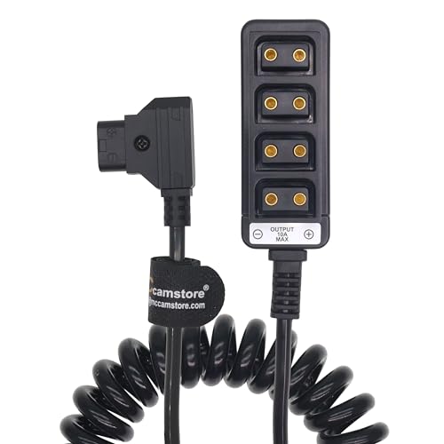 D tap to 4 Port Power Tap P-tap Strip D-tap Splitter Hub DTap Female Coiled Splitter Cable for Anton Bauer V-Mount Battery Coiled Cable