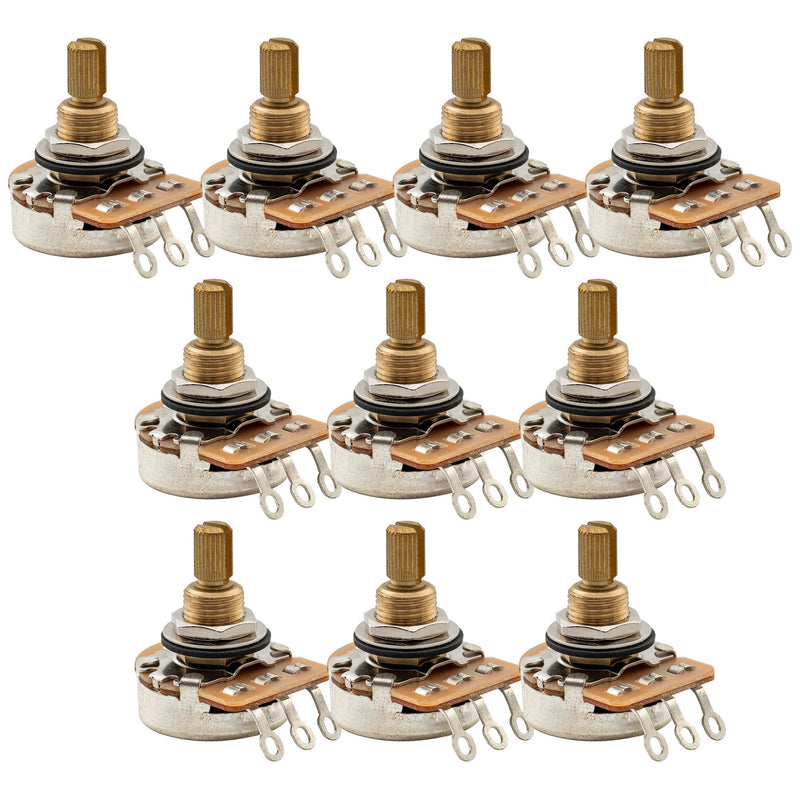 Musiclily Pro HD B25K Pots Brass Standard Split Shaft 3/8 Inch Linear Taper Potentiometers for Active Pickups Electric Guitar Bass (Set of 10) B25K 3/8 inch