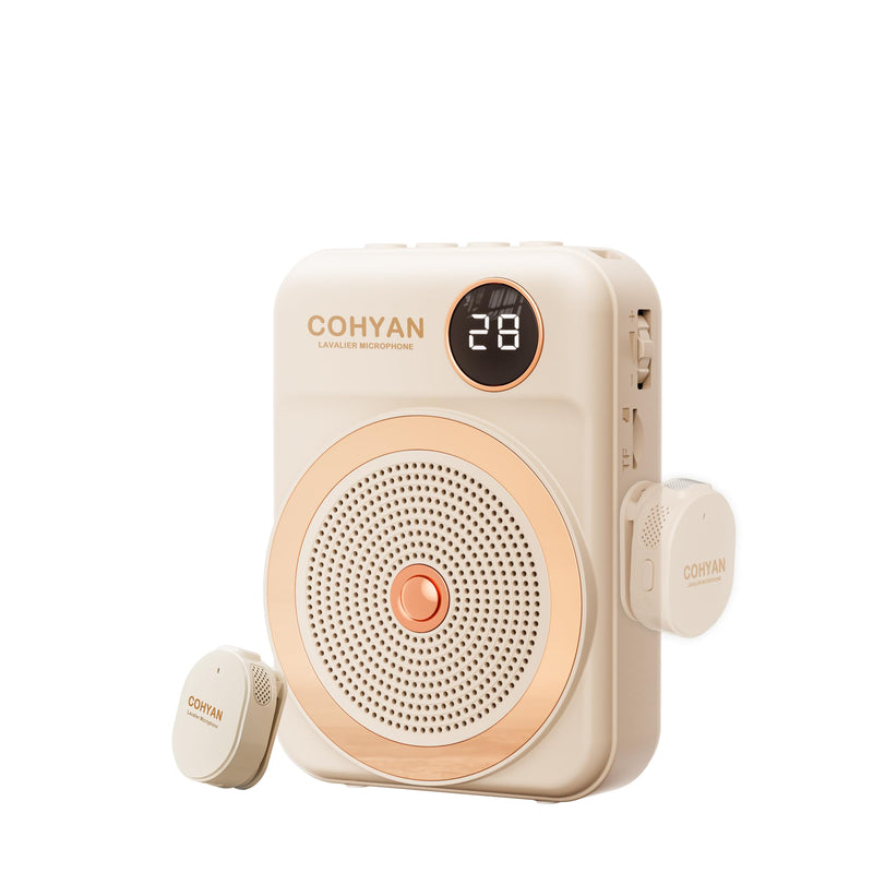 [AUSTRALIA] - Voice Amplifier for Teachers with Wireless Lavalier Lapel Microphone Portable Bluetooth Microphone & Speaker, Rechargeable Bullhorn Megaphone for Classroom, Meetings, Yoga (Skin Tone) Skin Tone 