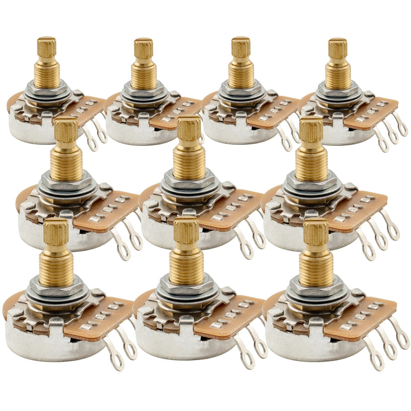 [AUSTRALIA] - Musiclily Pro HD A25K Pots Brass Metric Split Standard Shaft 9.5mm Audio Taper Potentiometers for Active Pickups Electric Guitar Bass (Set of 10) A25K 9.5mm 