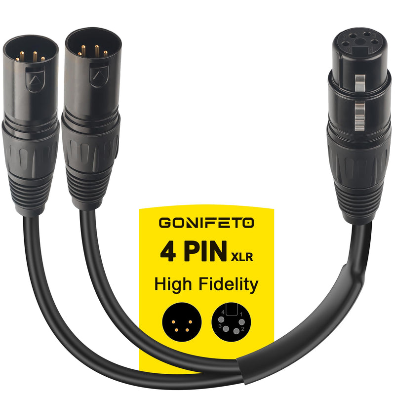 [AUSTRALIA] - 4 Pin XLR Splitter Cable, 1 Male to 2 Female XLR 4 Pin Patch Y Cable Balanced Microphone Splitter Cord Audio Adapter 
