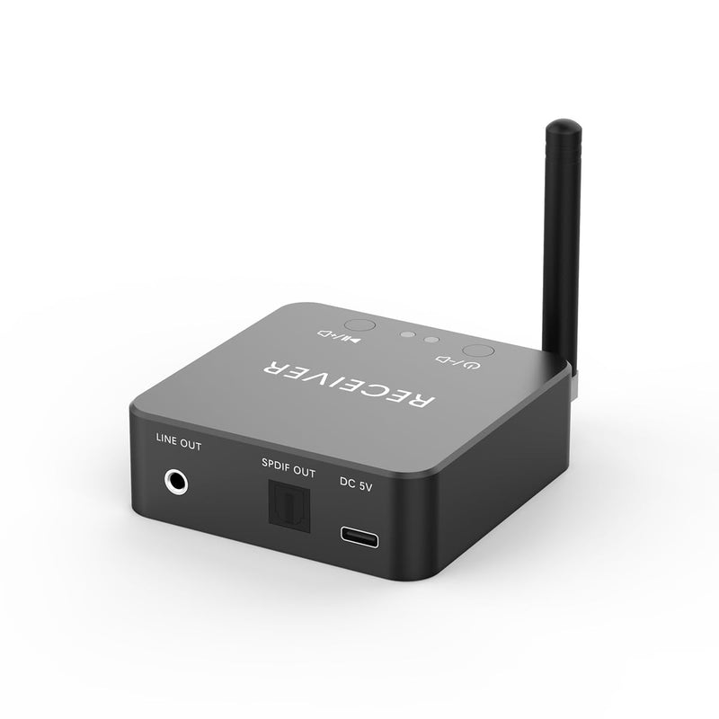 [AUSTRALIA] - Wireless Bluetooth Receiver 192KHz Digital to Analog Audio, 160ft Long Range with Built-in Bluetooth 5.3 Receiver, Wireless Adapter Kit with 3.5mm Stereo Analog(Line) and Optical Digital(SPDIF) Out 