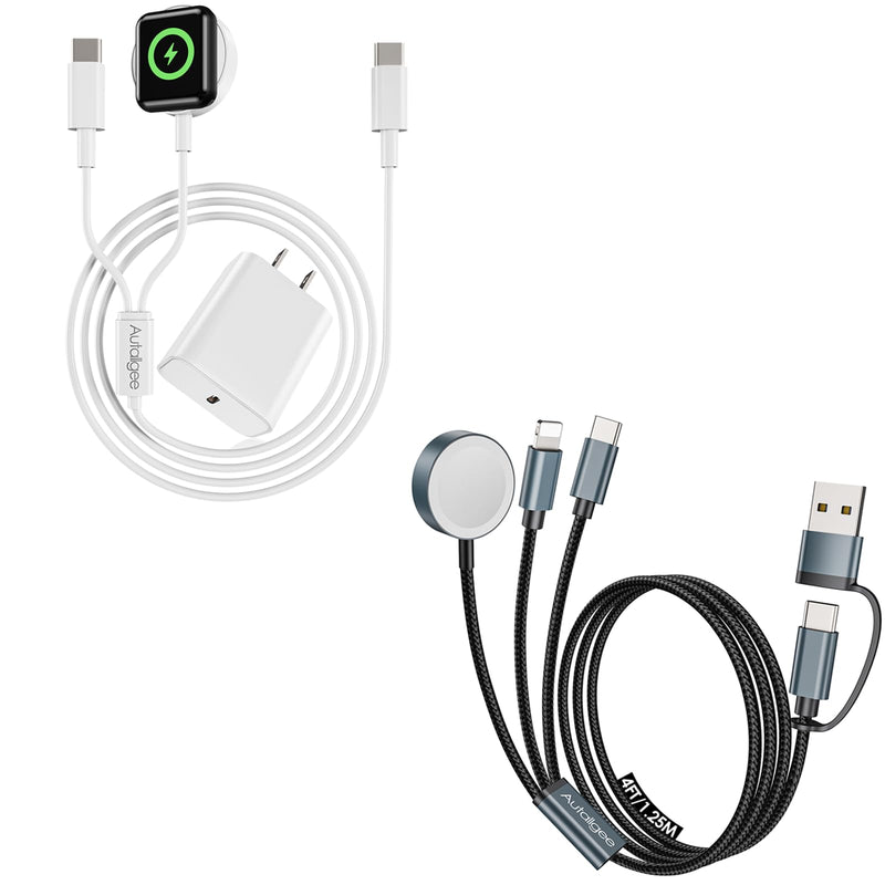 【White and Black】 Apple Watch iWatch Charger Travel Essentials Fast Charging Compatible with iWatch and iPhone