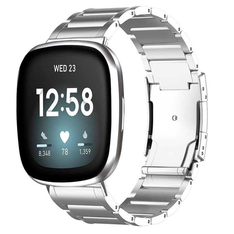 Titanium Metal Band Strap for Fitbit Versa 4 3 &Sense 2 1 Accessory | 40% Lighter than Steel,Hypoallergenic,Corrosion Resistant,Durable,Fits wrist 5.9"-8.6",Length Adjustable,Secure Clasp,for Men Sliver 20mm