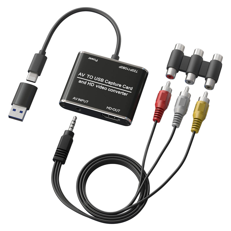 [AUSTRALIA] - RCA to HDMI Converter & VHS to Digital Converter - USB Video Capture Card for VHS/VCR/DVD/AV - Analog to Digital Converter with 1080P HD Output, AV HDMI Adapter, Save and Digitize Old Videos 
