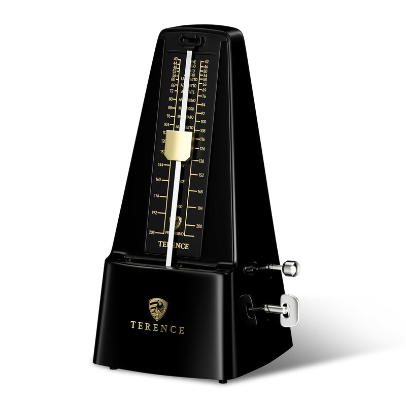 TERENCE Mechanical Metronome for Piano Guitar Violin Bass Drum and Other Musical Instruments Loud Sound and High Precision Track Beat and Tempo, Portable Metronome Gift Teaching for Beginners (Black) Black