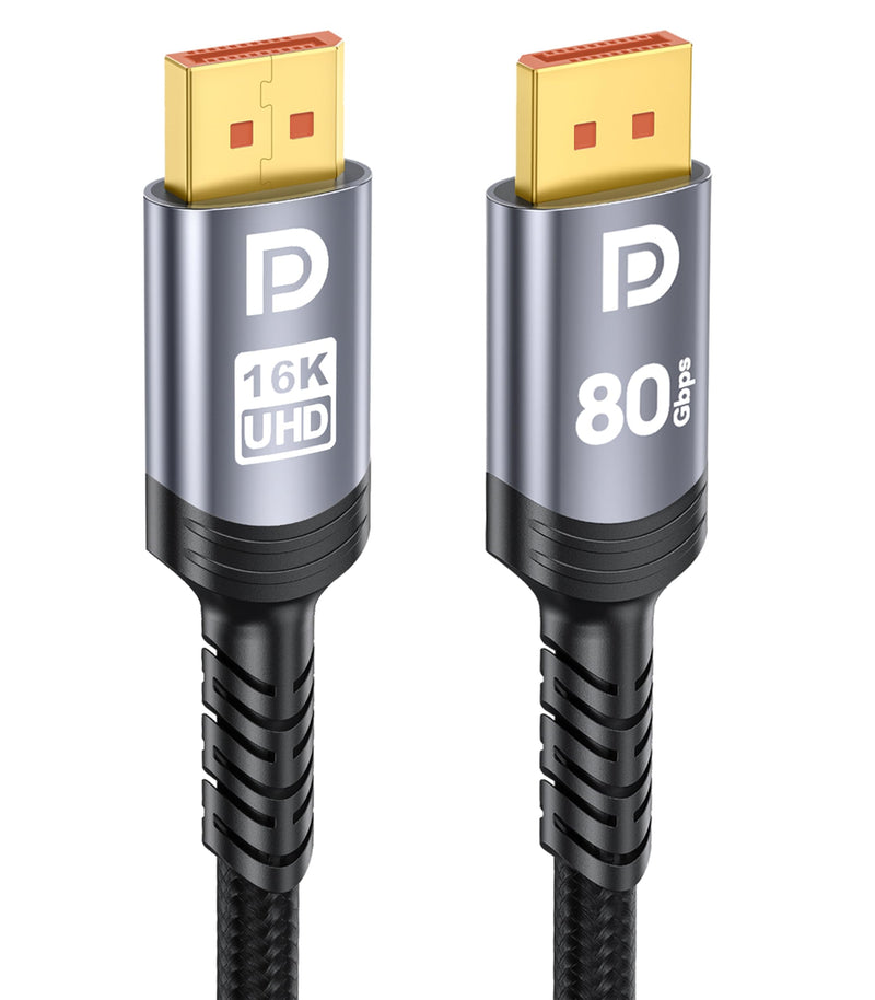 Sniokco 80Gbps DisplayPort Cable 2.1 15FT 16K DP Cable 16K@60Hz 8K@240Hz | Support 4K@540Hz 360Hz 240Hz Compatible with HDR HDCP 2.3 DSC FreeSync G-Sync Monitor Graphics RTX 5090 4090 PC HDTV